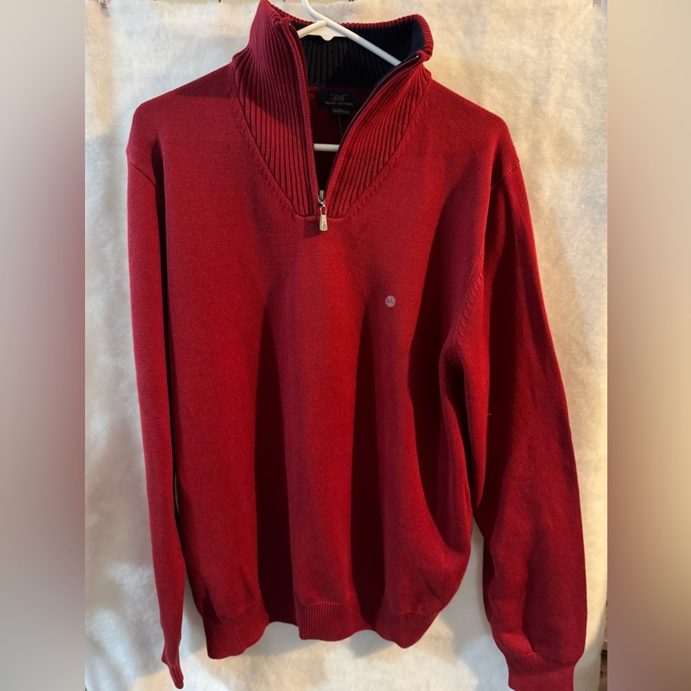 Brooks Brothers Men's Zip Up Red Sweater